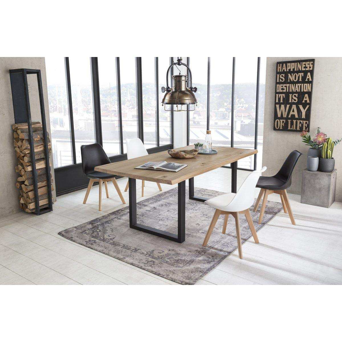 Tisch 120x80 cm, Wildeiche, schwarzes Gestell - HomeDesign Knaus