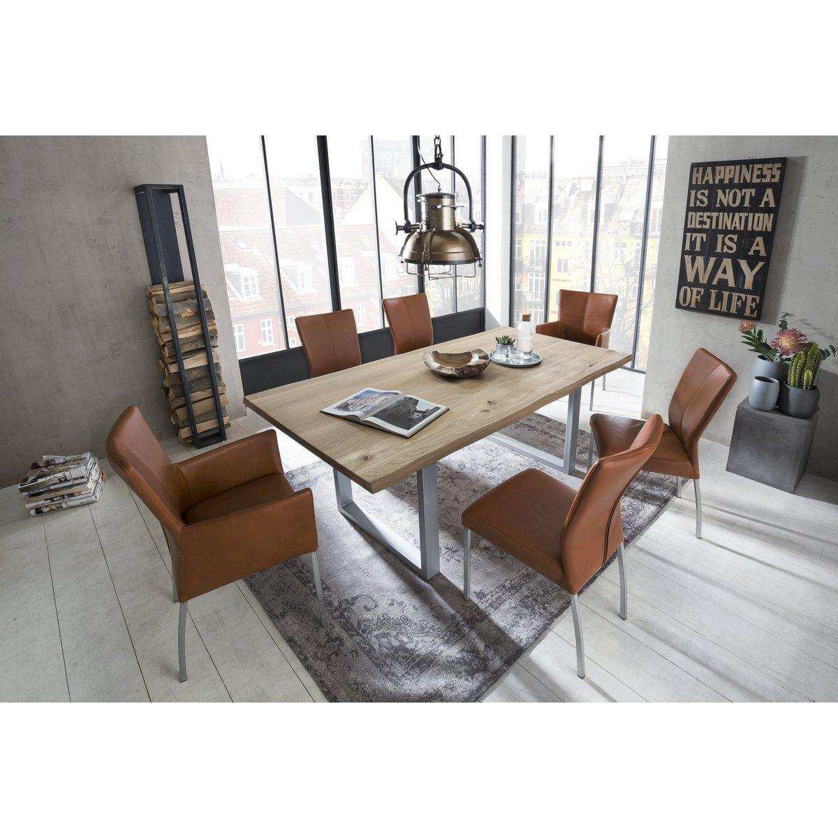 Tisch 120x80 cm, Wildeiche, silbernes Gestell - HomeDesign Knaus