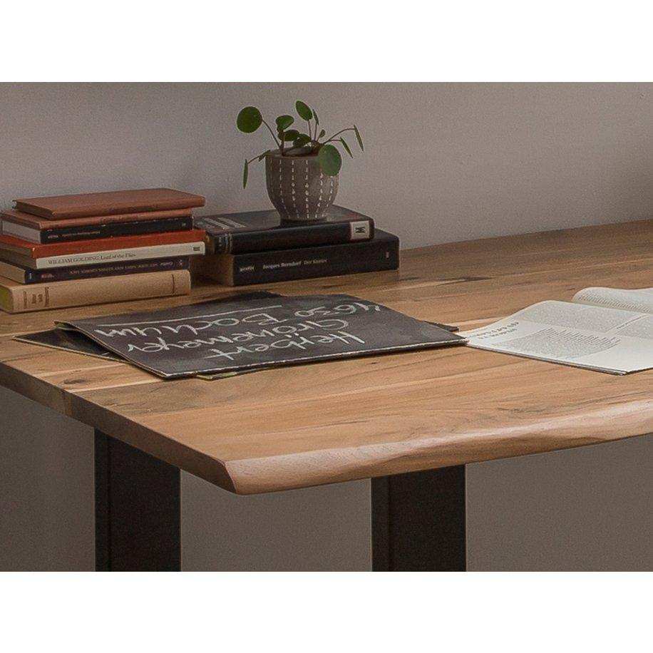 Tisch 140 x 80 cm, Platte natur, Gestell schwarz - HomeDesign Knaus