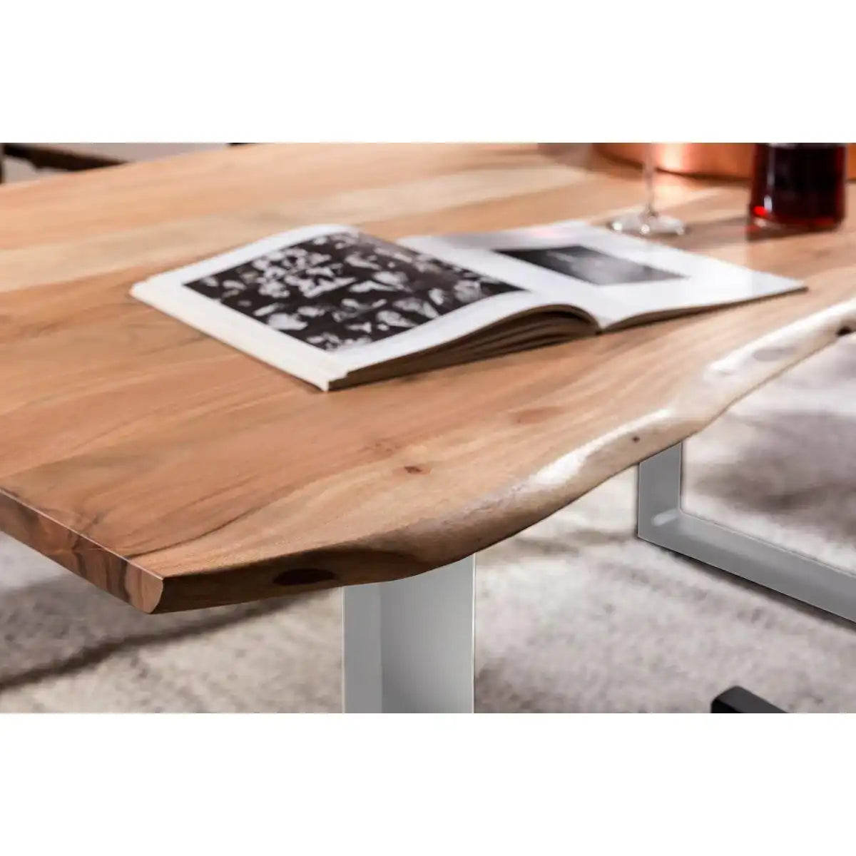 Tisch 140 x 80 cm, Platte natur, Gestell silber - HomeDesign Knaus