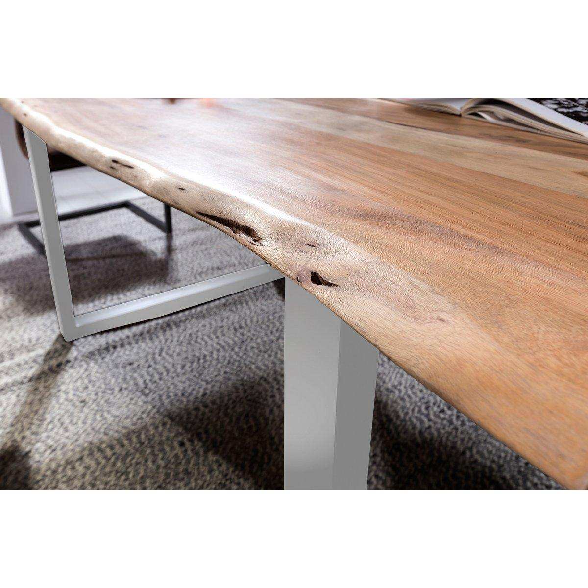 Tisch 140 x 80 cm, Platte natur, Gestell silber - HomeDesign Knaus