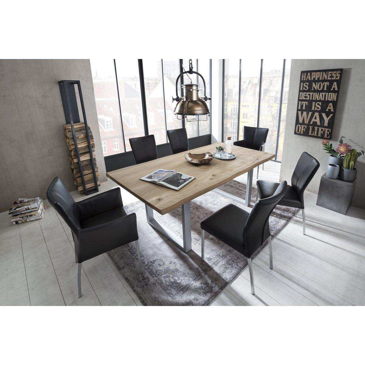 Tisch 140x80 cm, Wildeiche, silbernes Gestell - HomeDesign Knaus