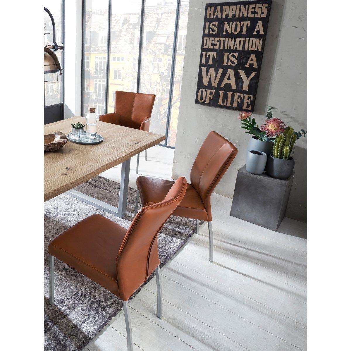 Tisch 140x80 cm, Wildeiche, silbernes Gestell - HomeDesign Knaus