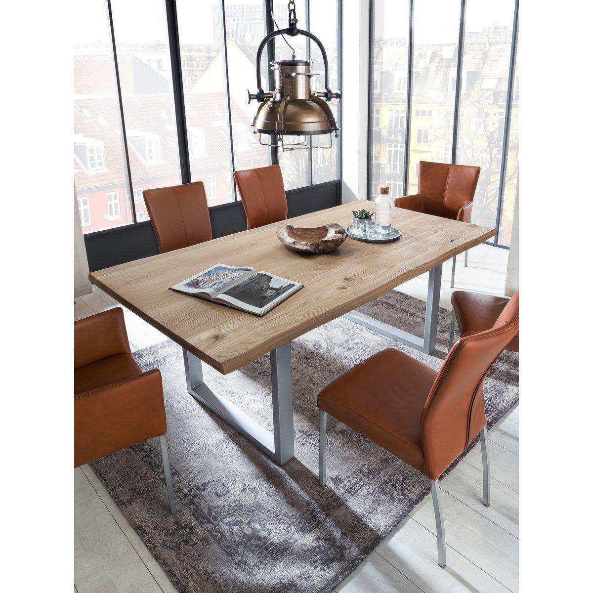 Tisch 140x80 cm, Wildeiche, silbernes Gestell - HomeDesign Knaus