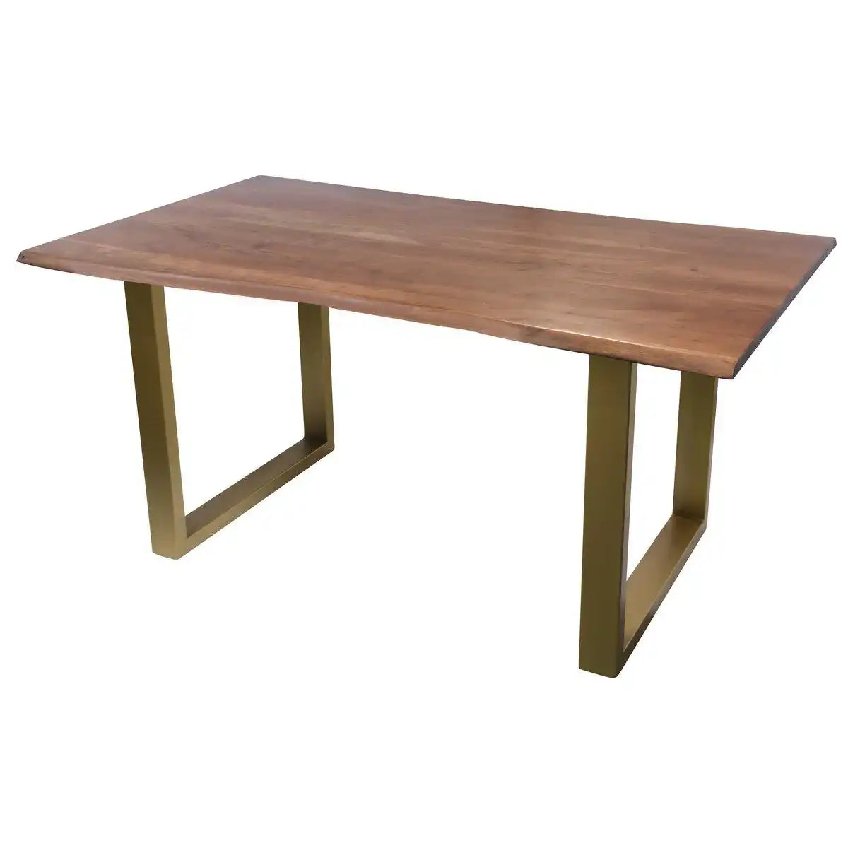 Tisch 160 x 85 cm, Platte nussbaumfarbig, Gestell messingfarbig - HomeDesign Knaus