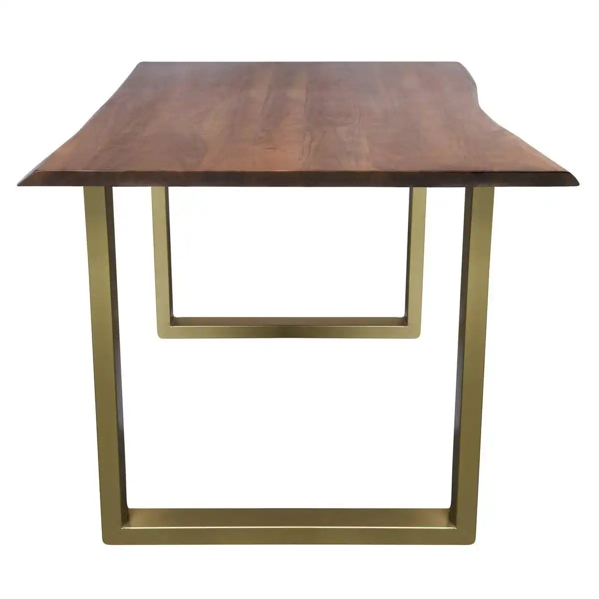 Tisch 160 x 85 cm, Platte nussbaumfarbig, Gestell messingfarbig - HomeDesign Knaus