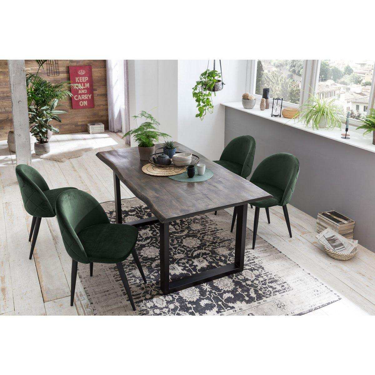 Tisch 160x85 cm, Mango grau sägerau, Gestell schwarz - HomeDesign Knaus