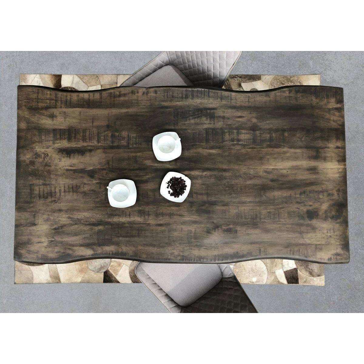 Tisch 160x85 cm, Mango grau sägerau, Gestell schwarz - HomeDesign Knaus