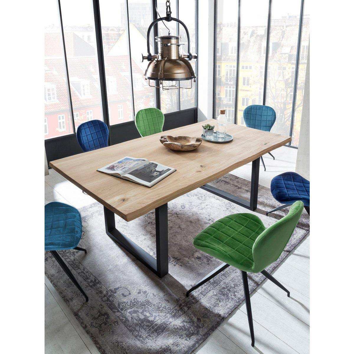 Tisch 160x90 cm, Wildeiche, schwarzes Gestell - HomeDesign Knaus