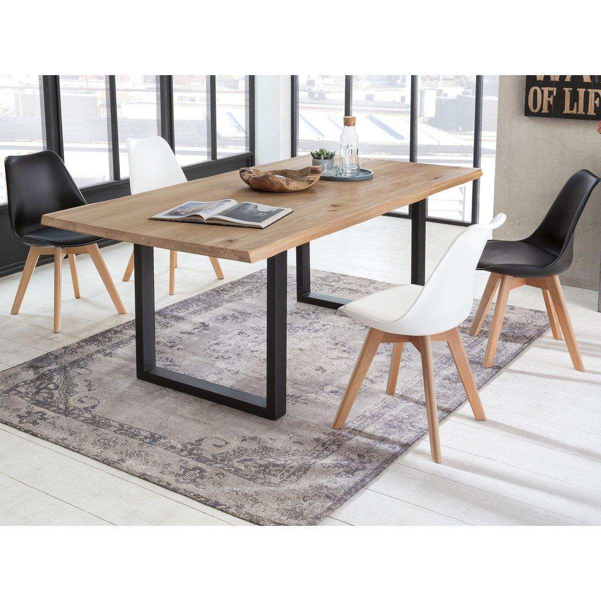 Tisch 160x90 cm, Wildeiche, schwarzes Gestell - HomeDesign Knaus