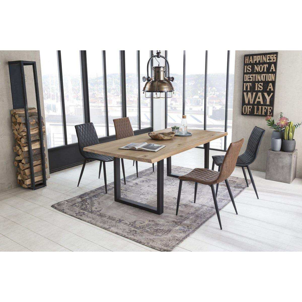 Tisch 160x90 cm, Wildeiche, schwarzes Gestell - HomeDesign Knaus