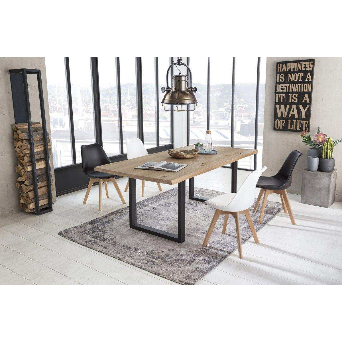 Tisch 160x90 cm, Wildeiche, schwarzes Gestell - HomeDesign Knaus