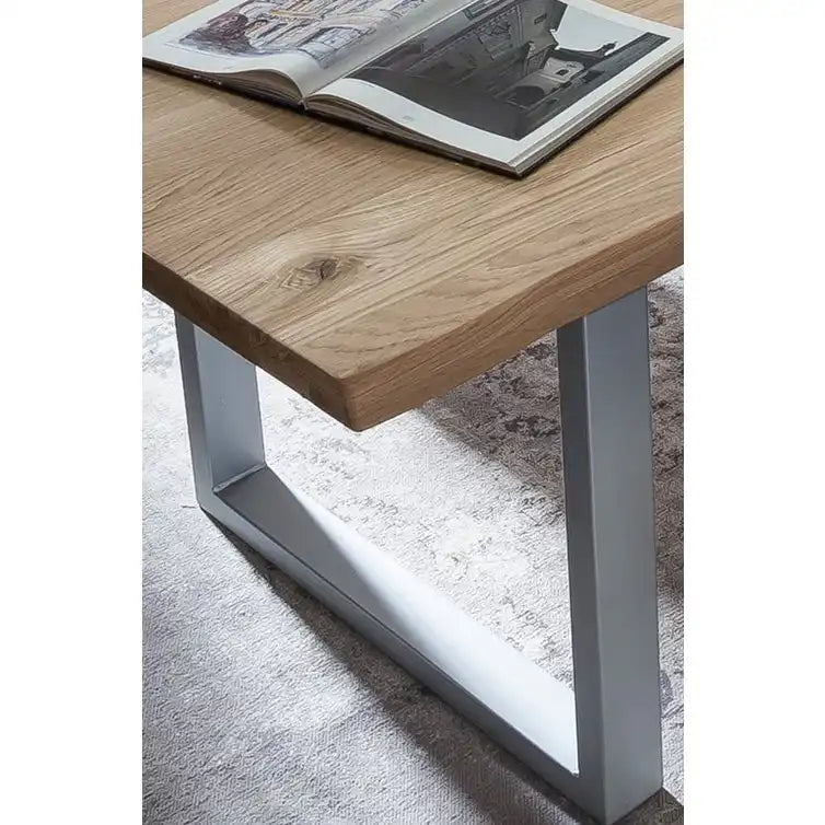 Tisch 180x90 cm, Wildeiche, silbernes Gestell - HomeDesign Knaus