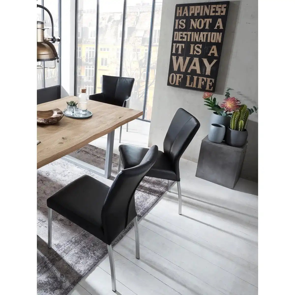 Tisch 180x90 cm, Wildeiche, silbernes Gestell - HomeDesign Knaus