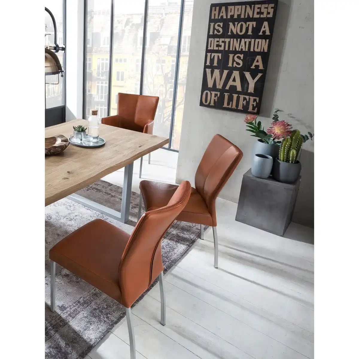 Tisch 180x90 cm, Wildeiche, silbernes Gestell - HomeDesign Knaus