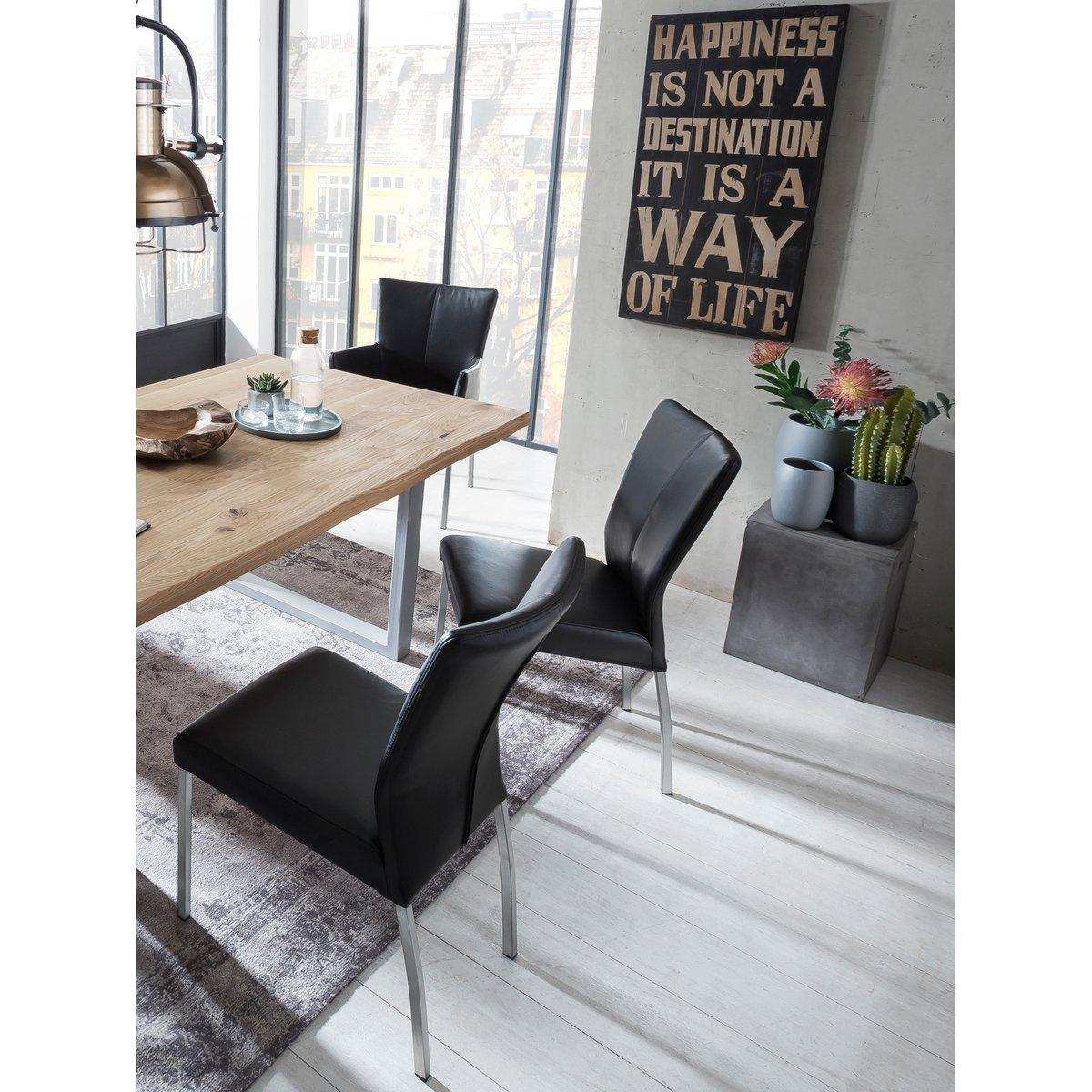 Tisch 200x100 cm, Wildeiche, silbernes Gestell - HomeDesign Knaus