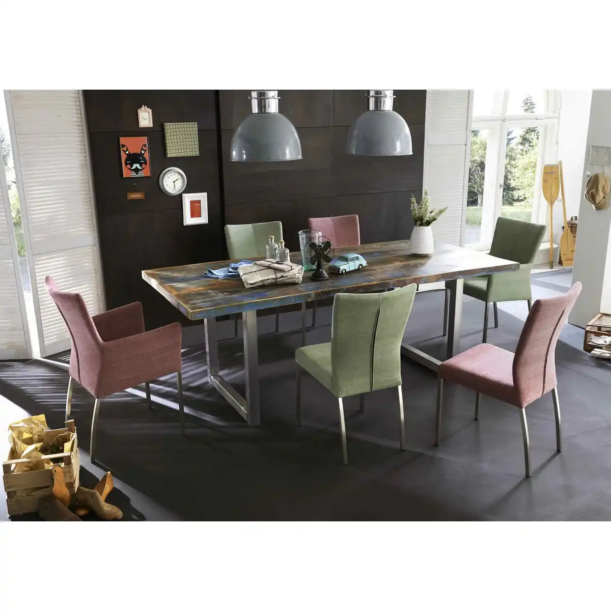 Tisch 240x100 cm, buntes Altholz - HomeDesign Knaus