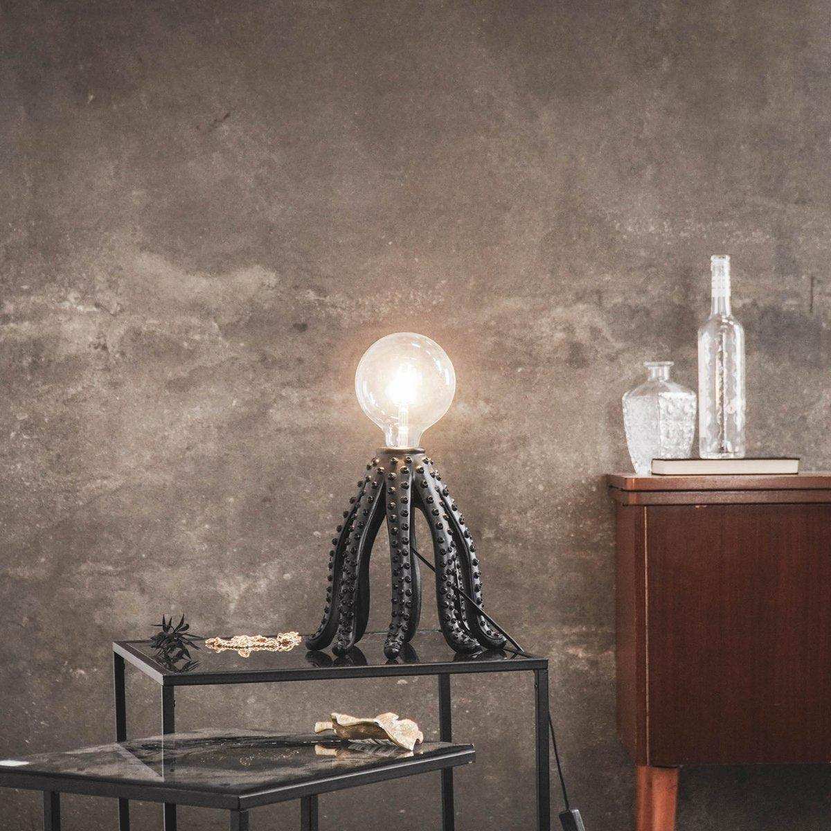 Tischlampe - Oktopus - Polyresin - Schwarz - E27 - 25x25cm - HomeDesign Knaus