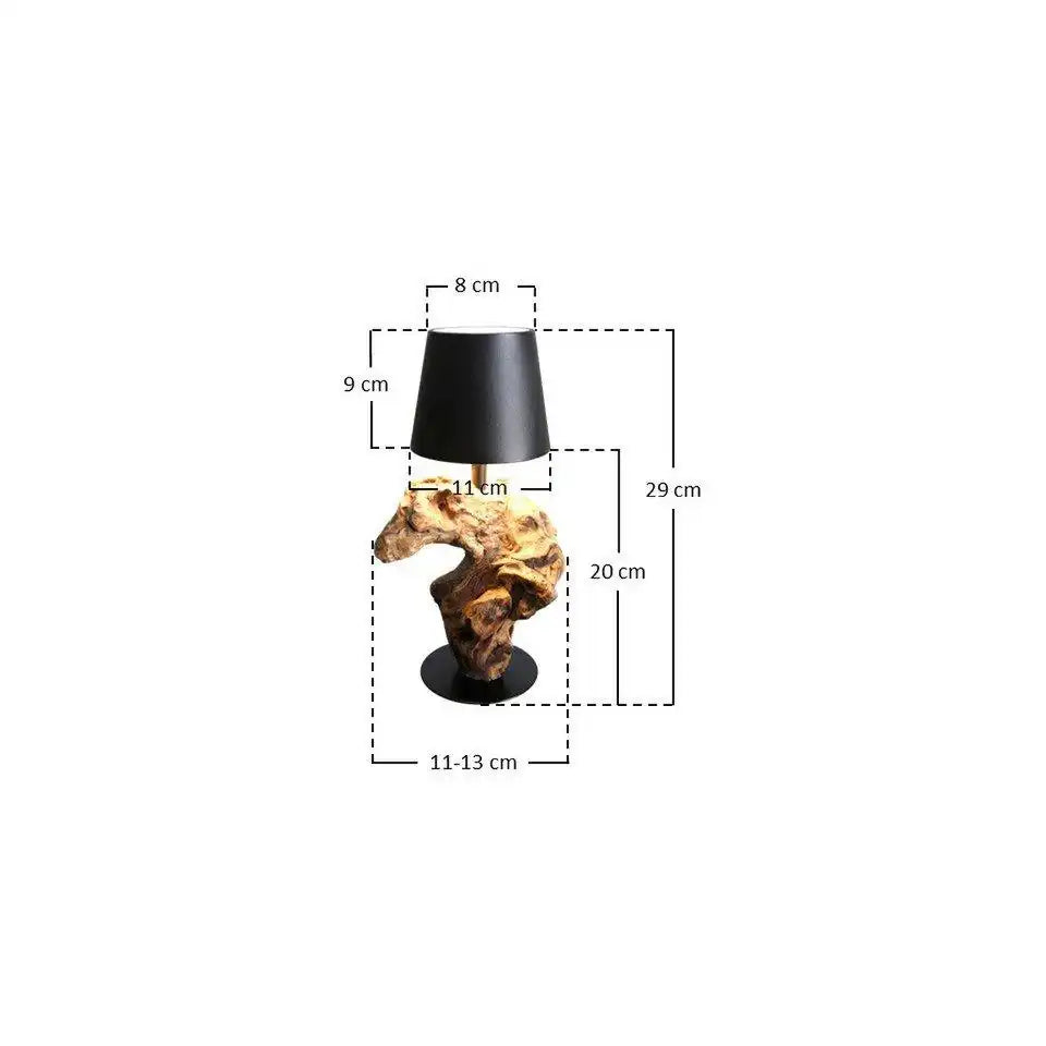Tischleuchte 29 cm Natur/Schwarz mit LED-Akku - HomeDesign Knaus