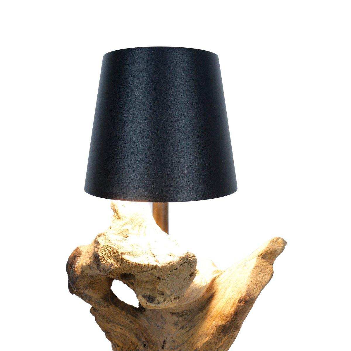 Tischleuchte 29 cm Natur/Schwarz mit LED-Akku - HomeDesign Knaus
