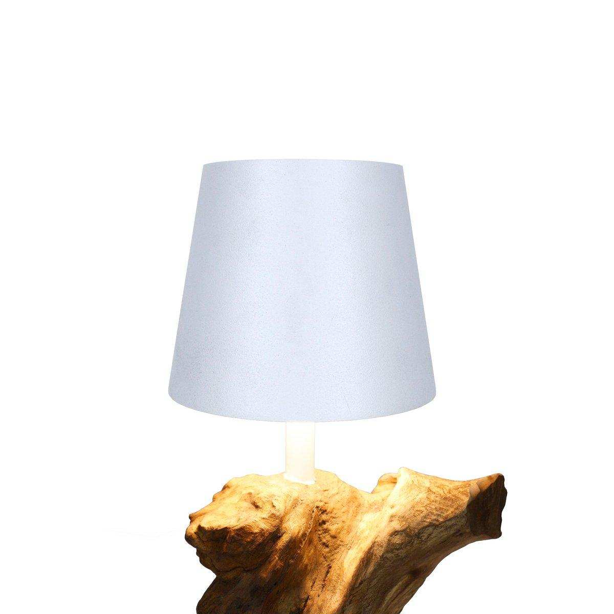 Tischleuchte 29 cm Natur/Weiß mit LED-Akku - HomeDesign Knaus