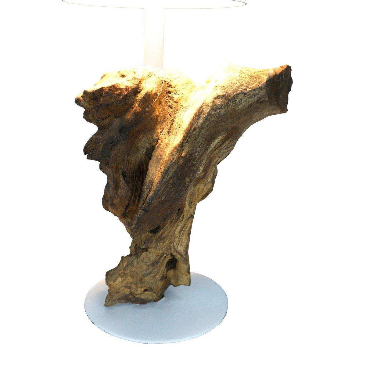 Tischleuchte 29 cm Natur/Weiß mit LED-Akku - HomeDesign Knaus