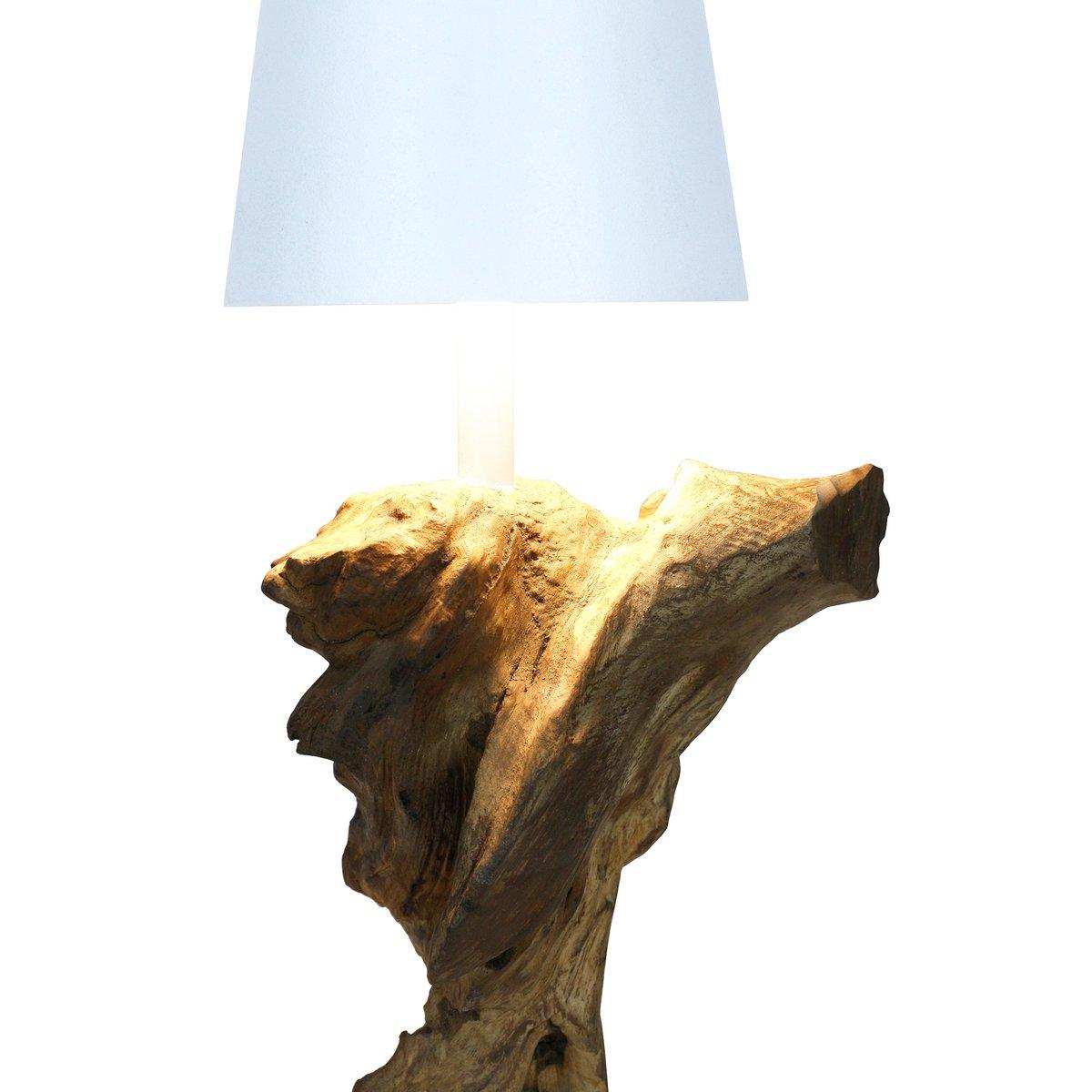 Tischleuchte 29 cm Natur/Weiß mit LED-Akku - HomeDesign Knaus