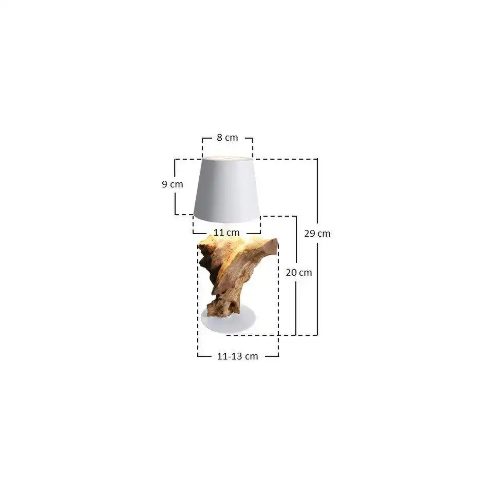 Tischleuchte 29 cm Natur/Weiß mit LED-Akku - HomeDesign Knaus