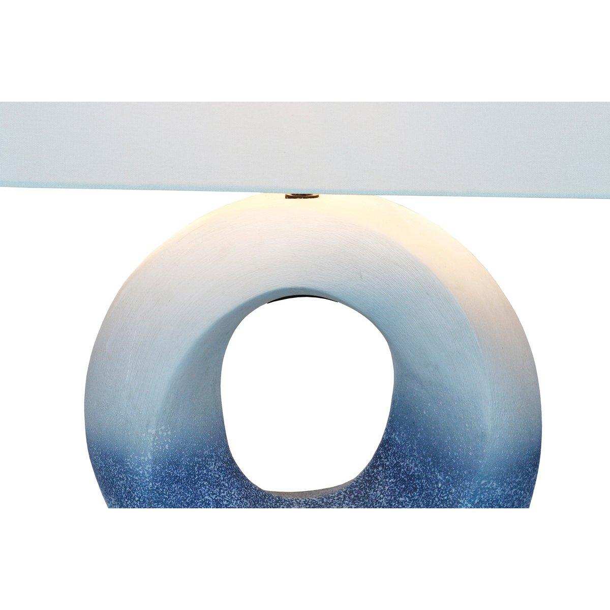 Tischleuchte Keramik/Leinen Blau/Weiß - HomeDesign Knaus
