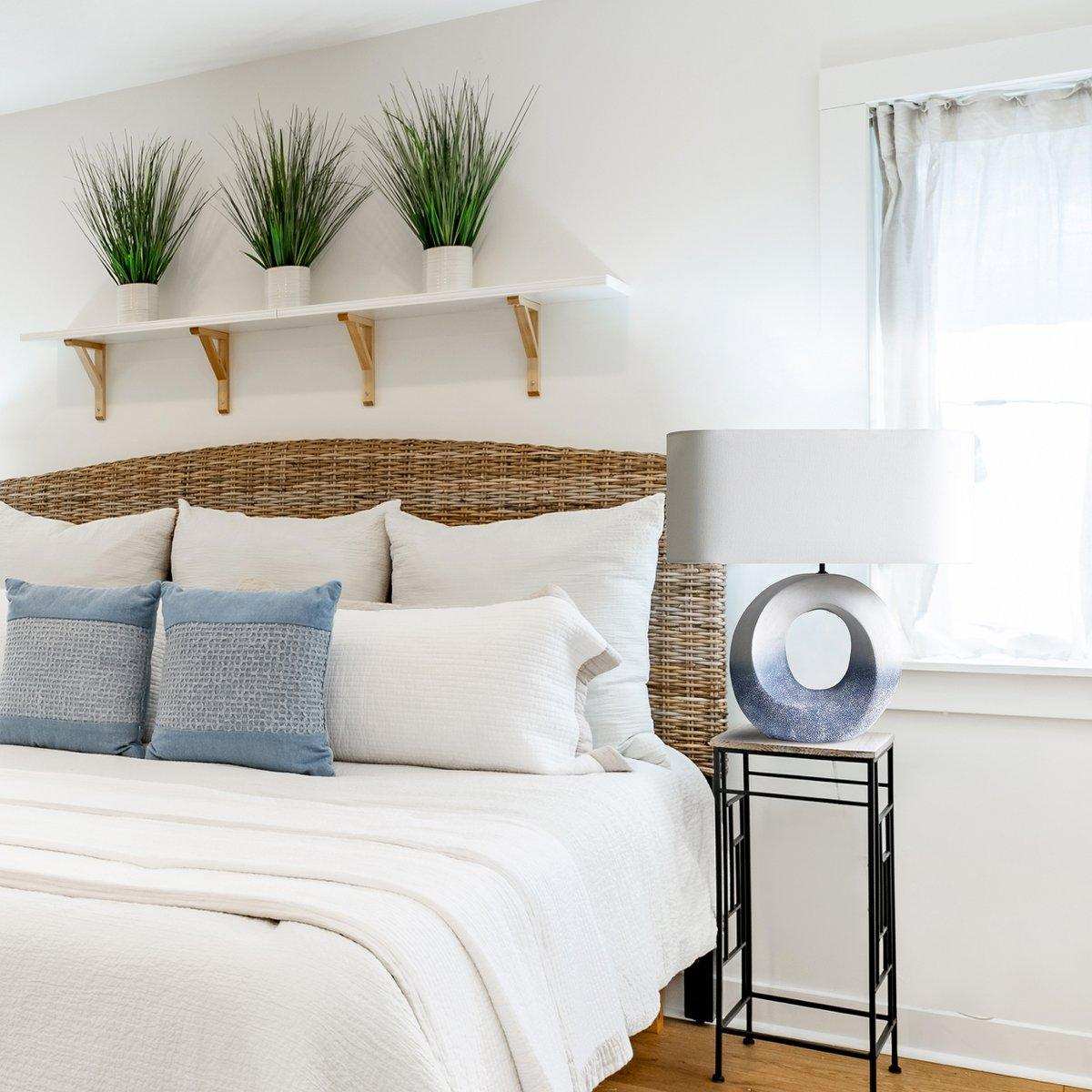 Tischleuchte Keramik/Leinen Blau/Weiß - HomeDesign Knaus