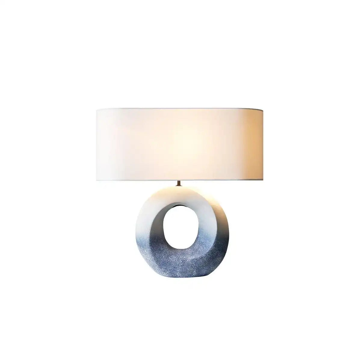 Tischleuchte Keramik/Leinen Blau/Weiß - HomeDesign Knaus