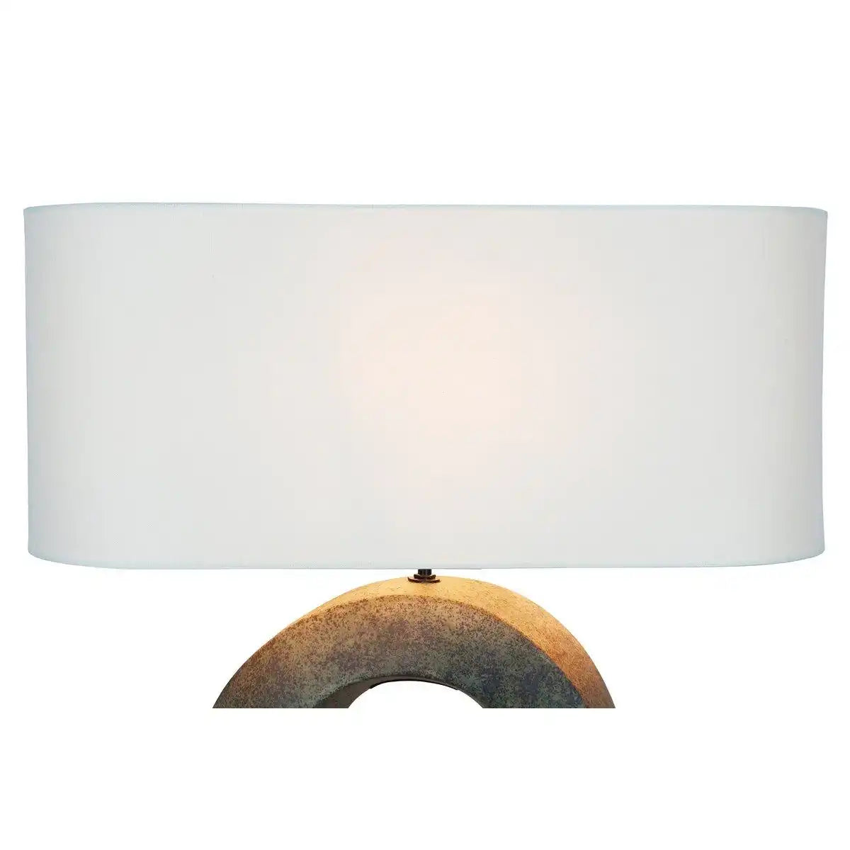 Tischleuchte Keramik/Leinen Grün/Beige - HomeDesign Knaus