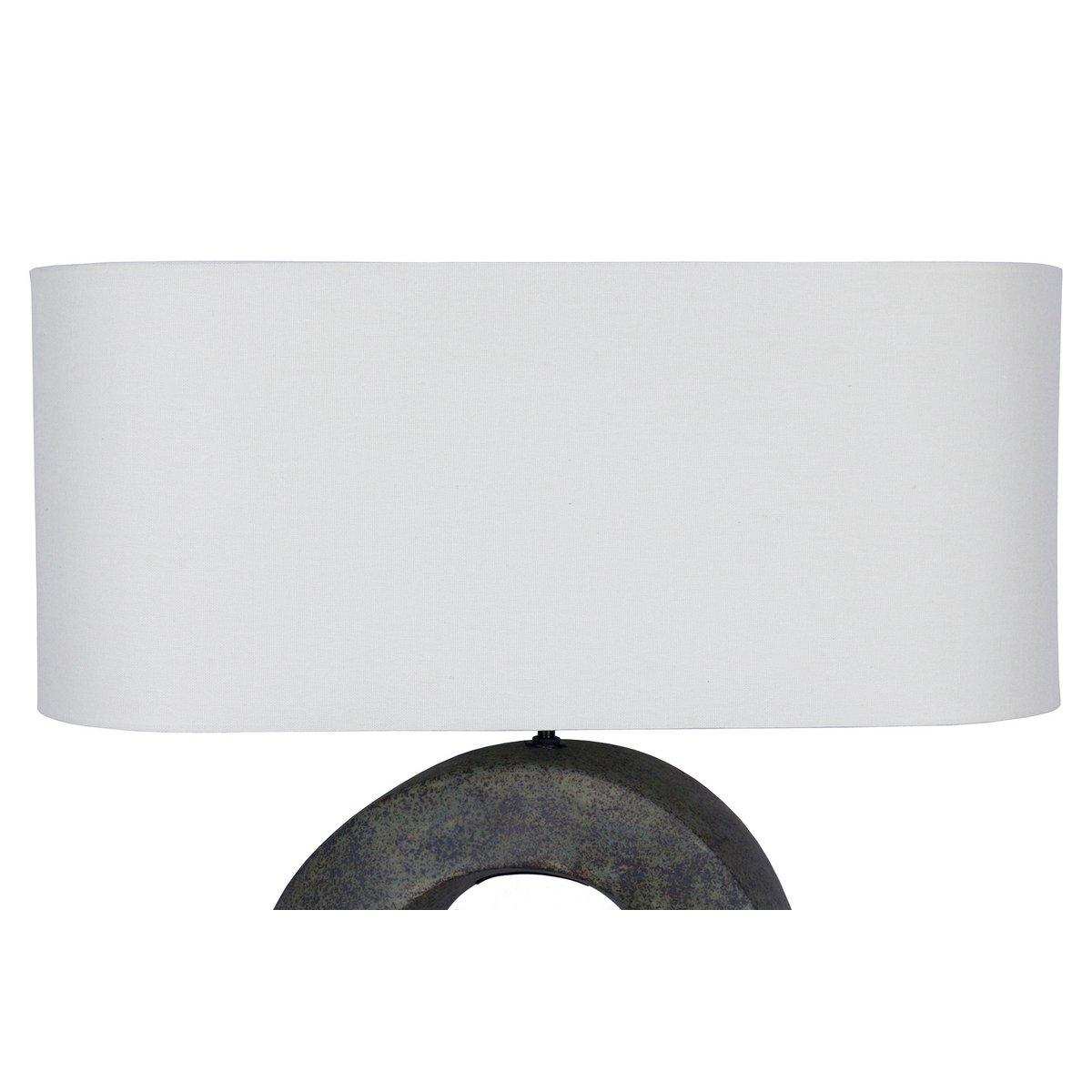 Tischleuchte Keramik/Leinen Grün/Beige - HomeDesign Knaus