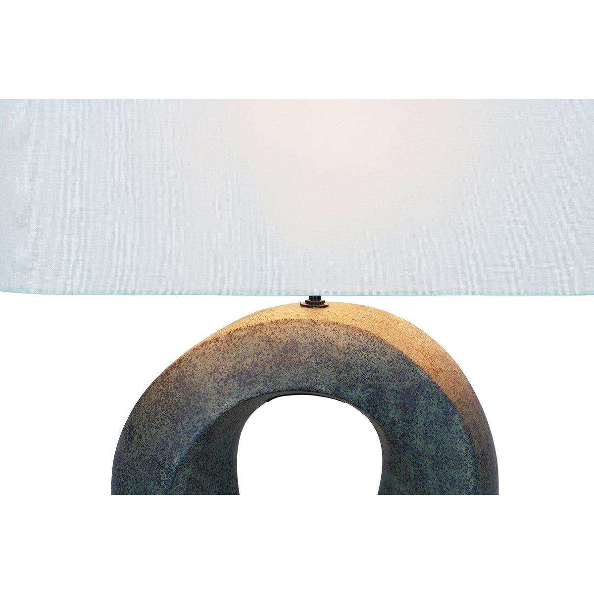 Tischleuchte Keramik/Leinen Grün/Beige - HomeDesign Knaus
