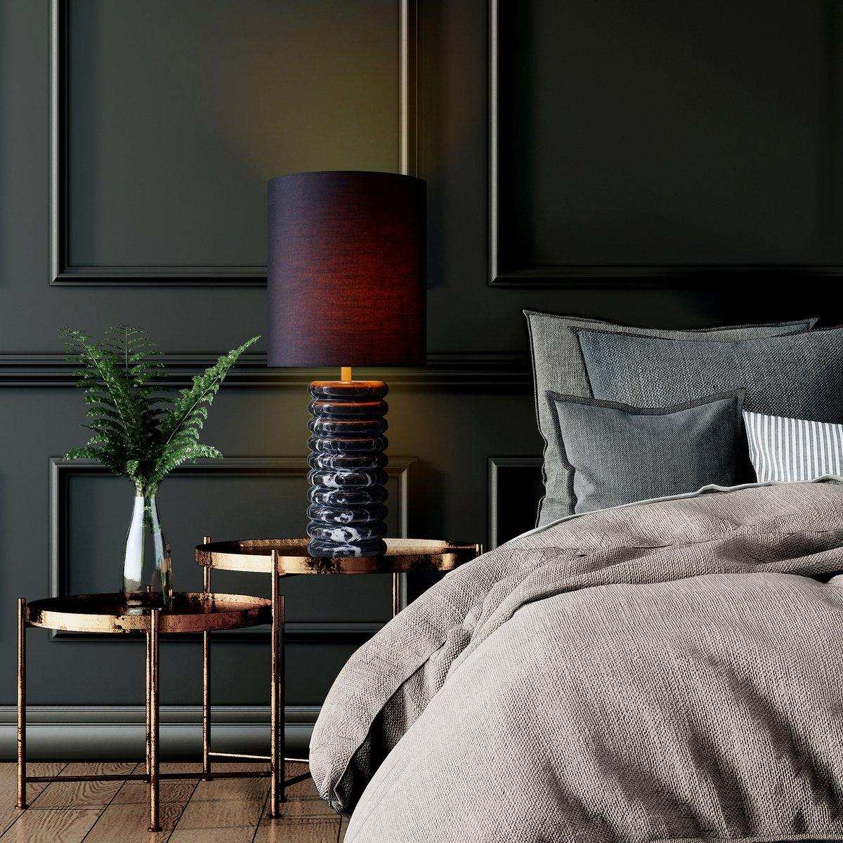 Tischleuchte Marmor/Baumwolle Schwarz - HomeDesign Knaus