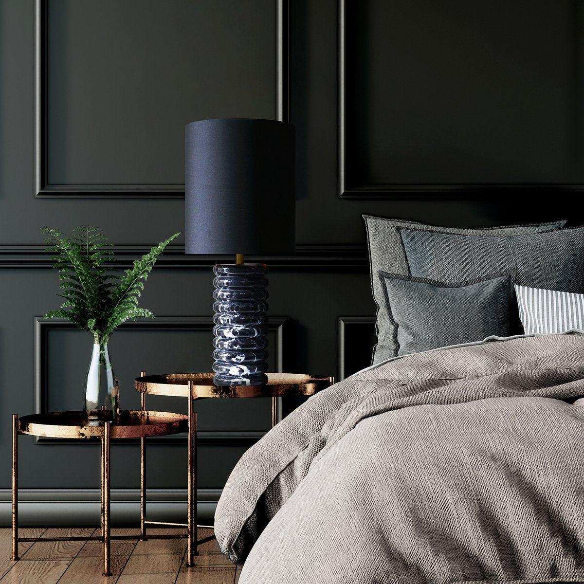 Tischleuchte Marmor/Baumwolle Schwarz - HomeDesign Knaus