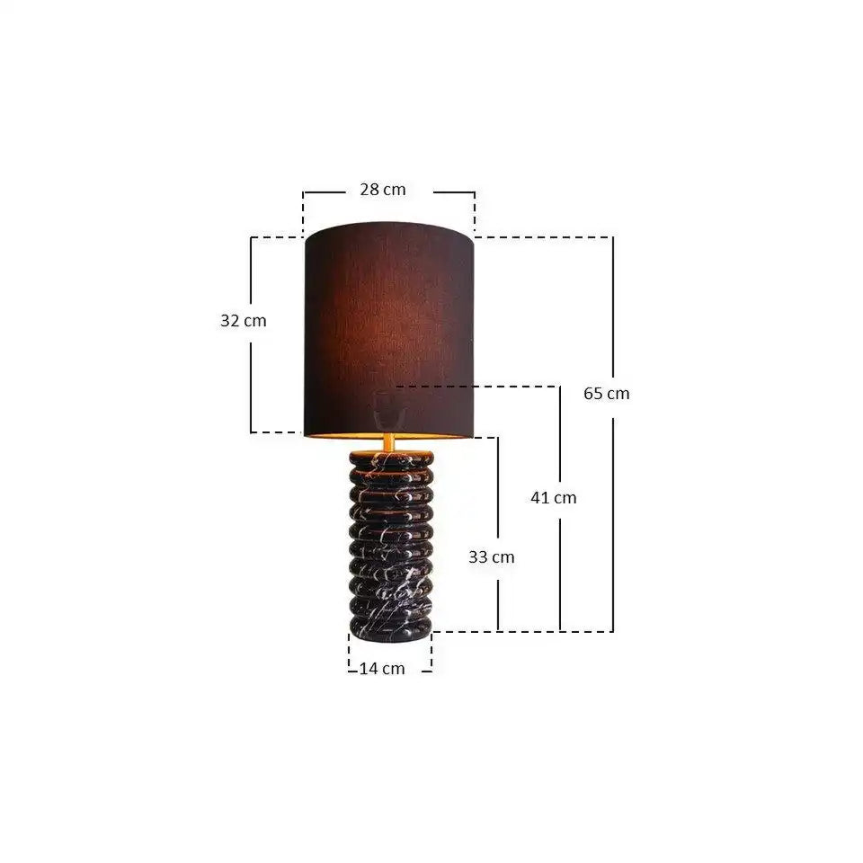 Tischleuchte Marmor/Baumwolle Schwarz - HomeDesign Knaus