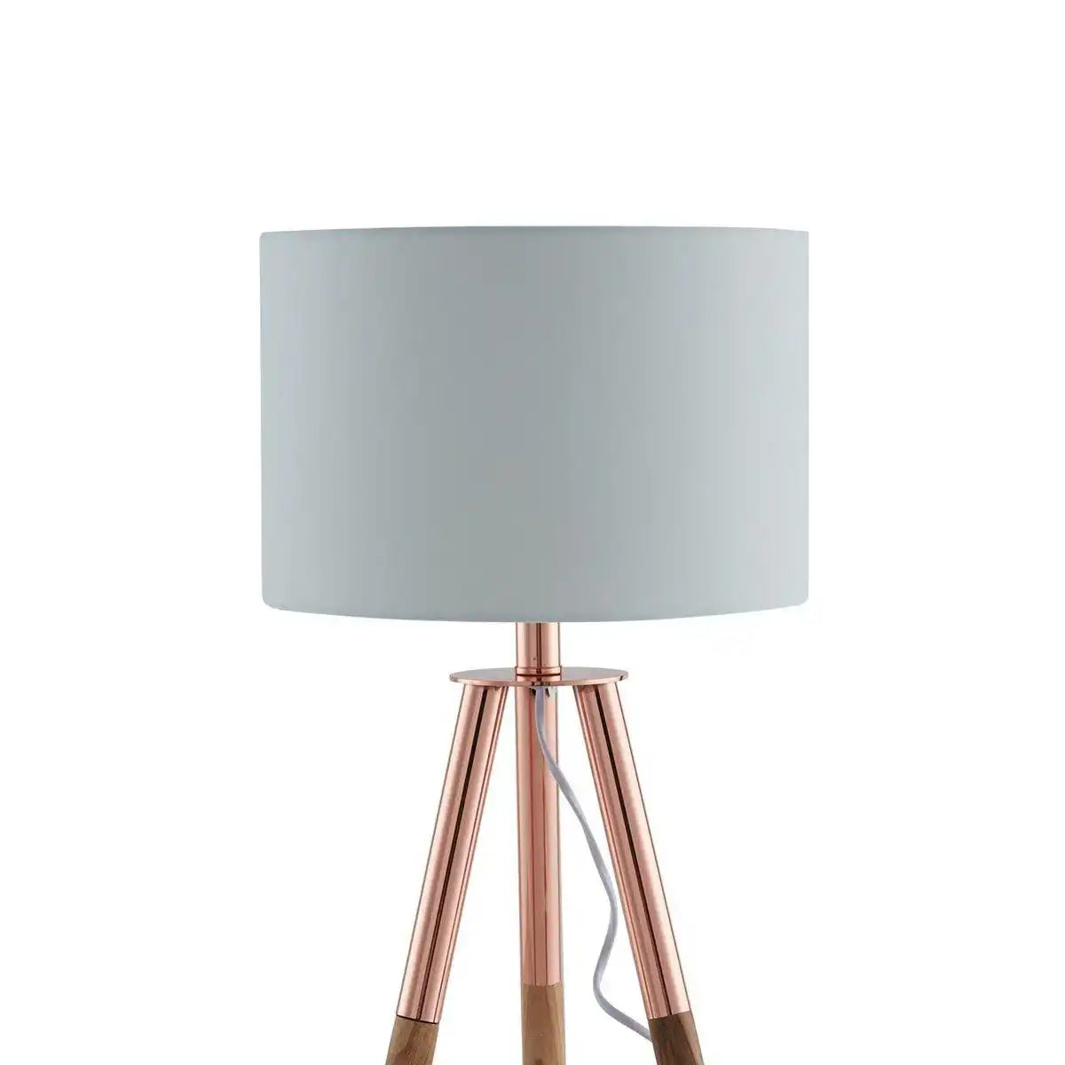 Tischleuchte mit Holzgestell und Stoffschirm Kupfer / Eiche - HomeDesign Knaus
