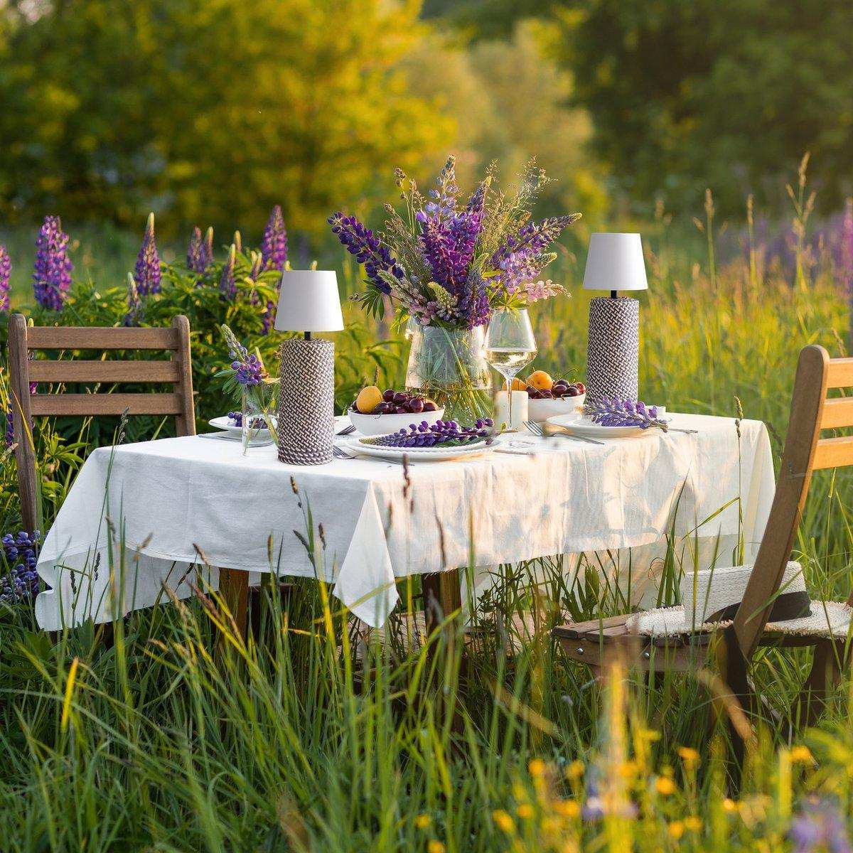 Tischleuchte Schwarz/Weiß 29 cm mit LED-Akku - HomeDesign Knaus