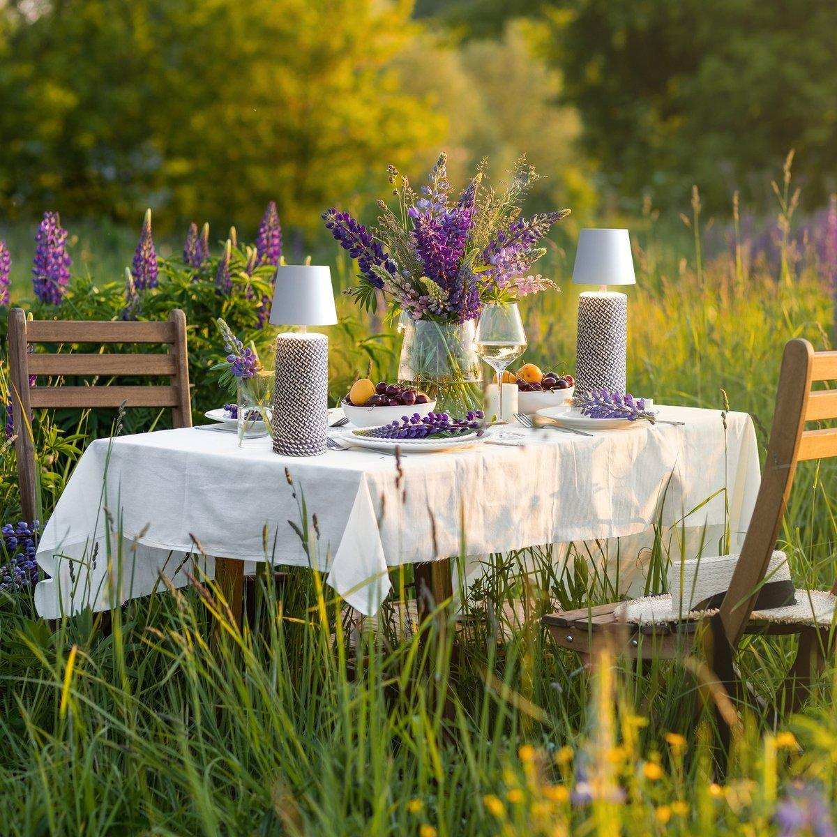 Tischleuchte Schwarz/Weiß 29 cm mit LED-Akku - HomeDesign Knaus