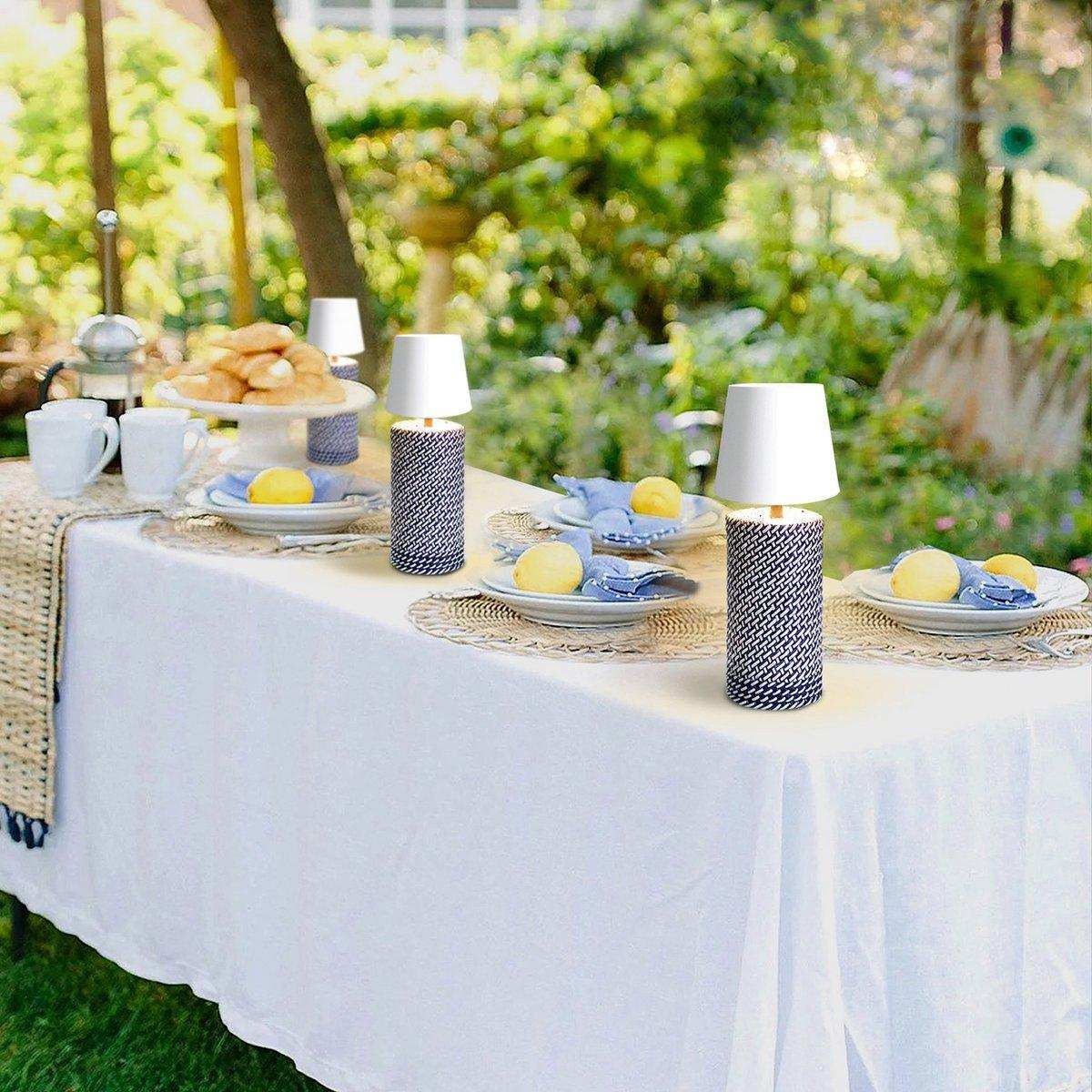 Tischleuchte Schwarz/Weiß 29 cm mit LED-Akku - HomeDesign Knaus