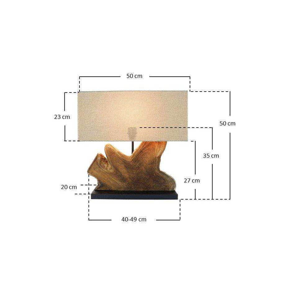 Tischleuchte Treibholz/Leinen Natur 50 cm - HomeDesign Knaus