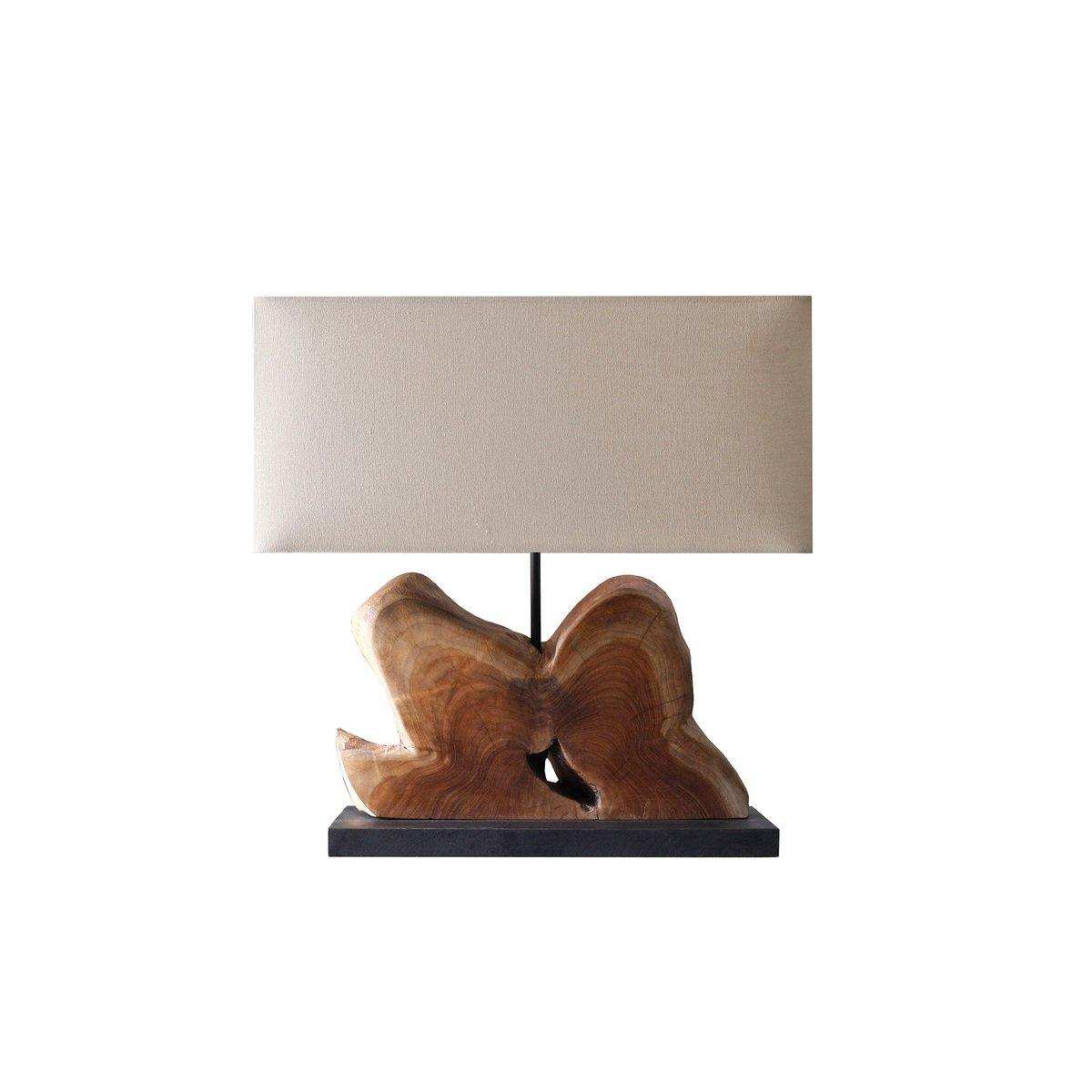 Tischleuchte Treibholz/Leinen Natur 50 cm - HomeDesign Knaus
