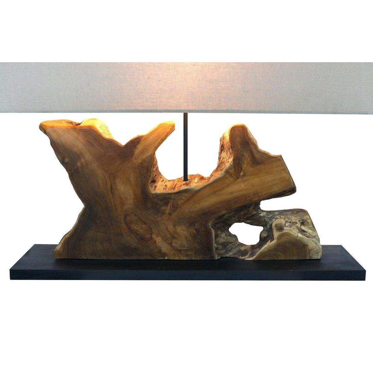 Tischleuchte Treibholz/Leinen Natur 59 cm - HomeDesign Knaus