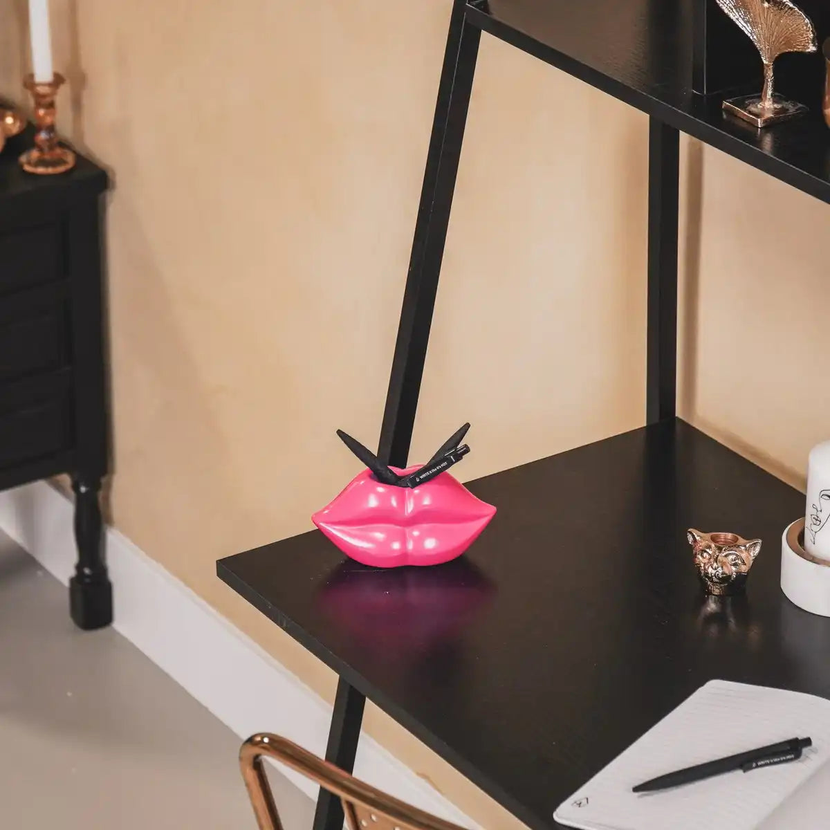Topf - Lippe - Keramik - Neonrosa - 15,5x6,5x7,5cm - HomeDesign Knaus