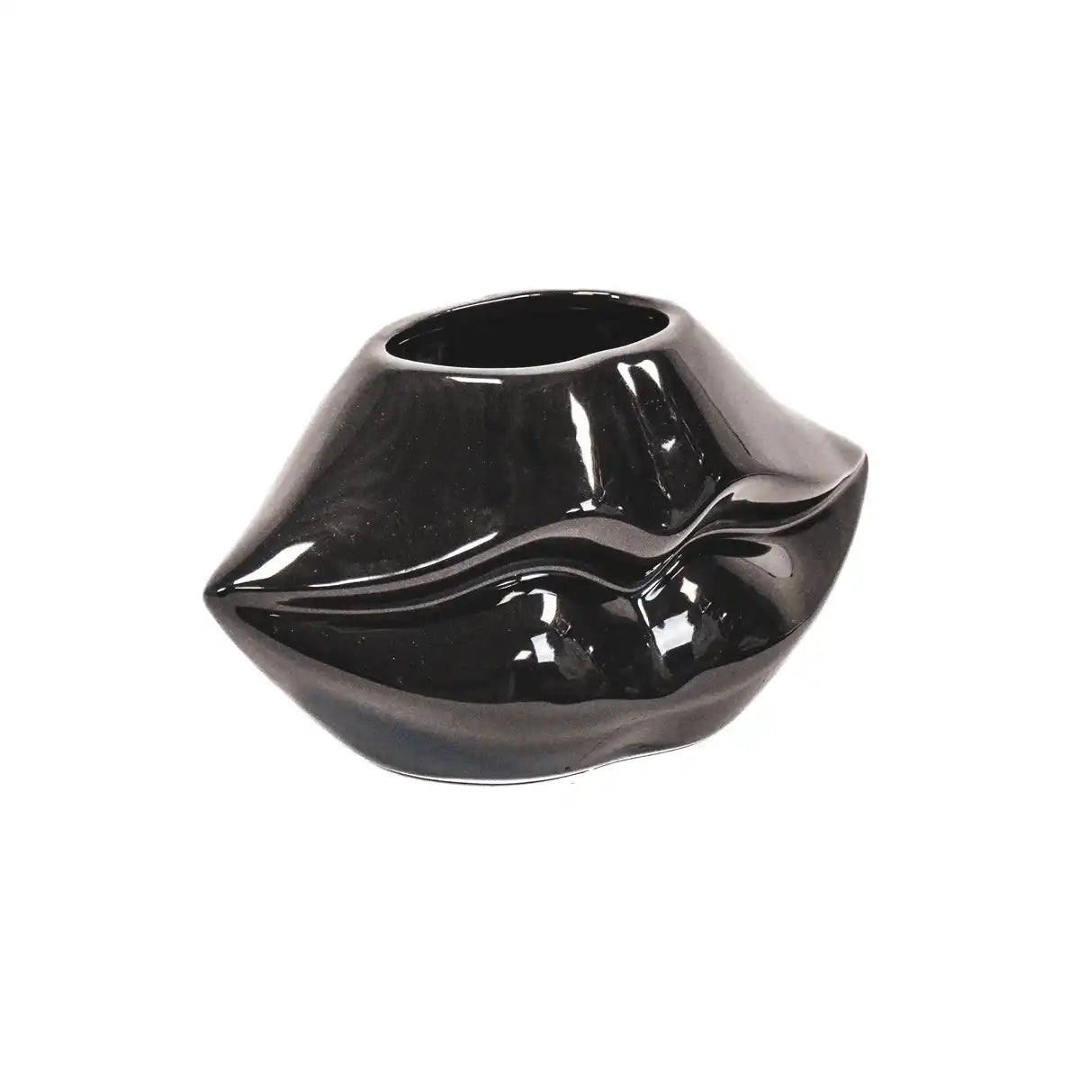 Topf - Lippe - Keramik - Schwarz - 21x19x11cm - HomeDesign Knaus
