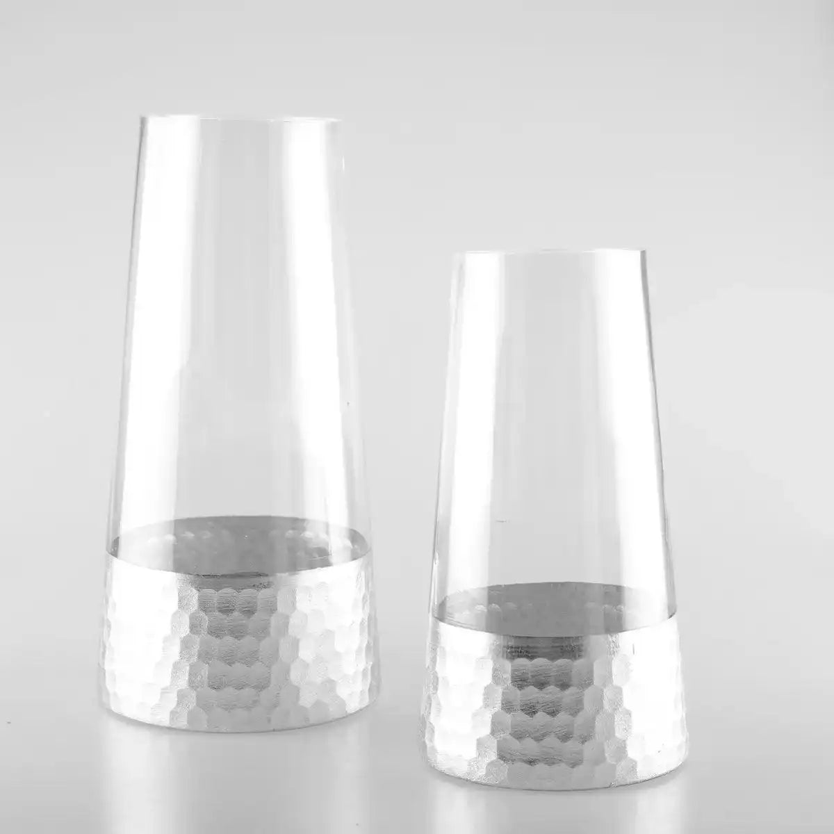 Transparente und silberne konische Vase H22CM - HomeDesign Knaus