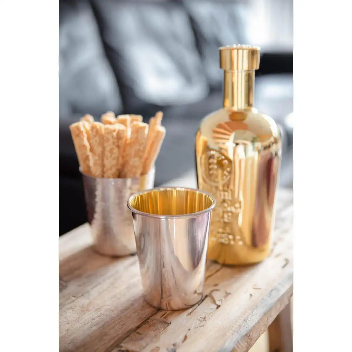Trinkbecher Silberbecher Salta, schwerversilbert, innen Goldoptik (Messing poliert), Höhe 12 cm - HomeDesign Knaus