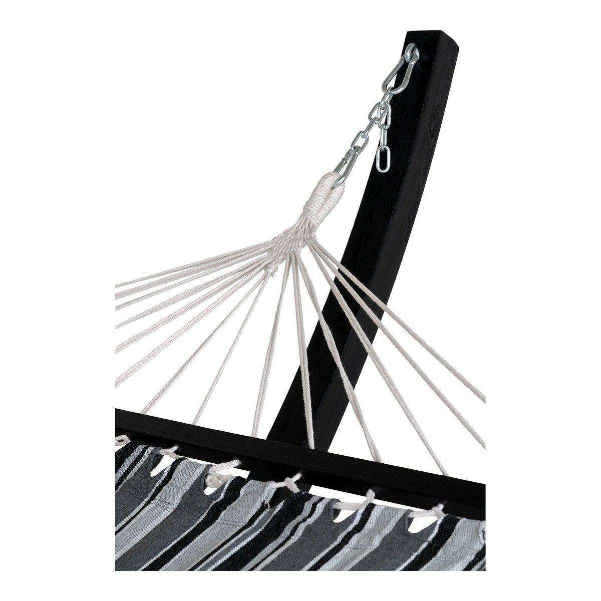 Tripoli Hammock – Hängematte auf Holzständer, Lärche, Polyester/Baumwolle, schwarz/grau/weiß - HomeDesign Knaus