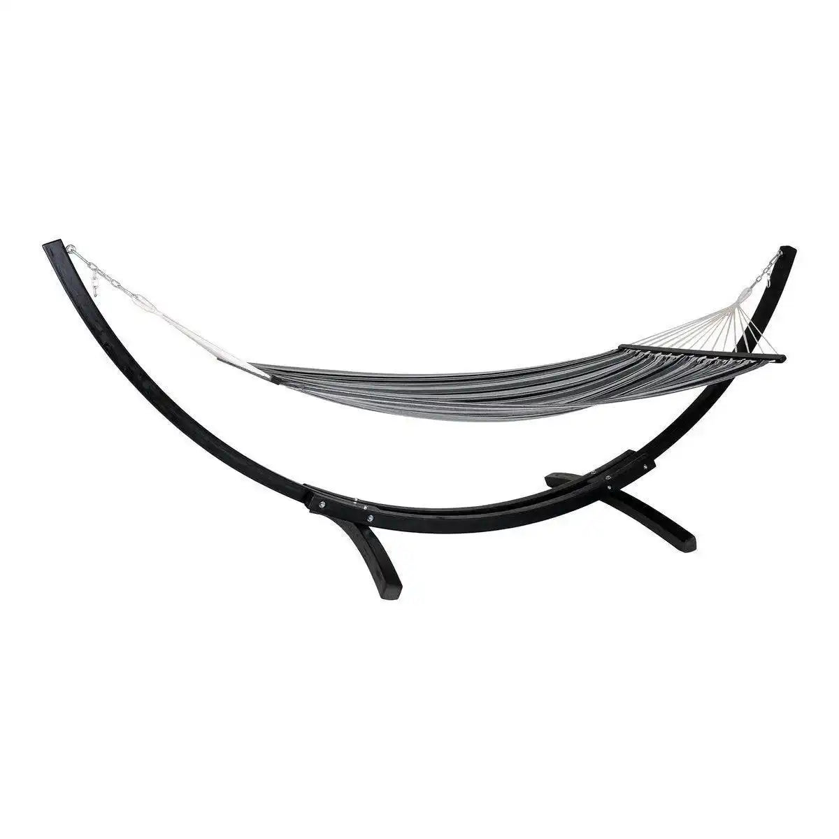 Tripoli Hammock – Hängematte auf Holzständer, Lärche, Polyester/Baumwolle, schwarz/grau/weiß - HomeDesign Knaus